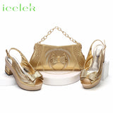 New Fashionable Fuchsia Color Peep Toe Ladies Shoes Matching Bag Set For Nigerian Women Wedding Party Pump