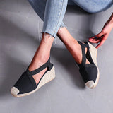 Summer Women's Sandals 2024 Straw braided Wedge Heels Espadrille Sandals Big Size Female Shoes Female Gladiator Slingback Shoes