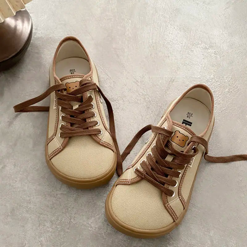 Woman Orthopedic Shoes Trend Girl Bear Harajuku Shoe Korea Wide Toe Canvas Shoes Women's Trainers Espadrilles Vulcanize Sneaker