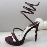 Summer Platform Sandals Woman Rhinestone Ankle Snake Twine Around Wedding Shoes Women High Heels Gladiator Sandals Women