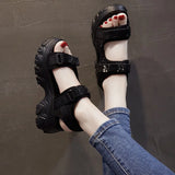 Female Sandal 2023 Summer Comfort Shoes for Women Strappy Heels All-Match Cross-Shoes Clogs Wedge Increasing Height Girls Sports