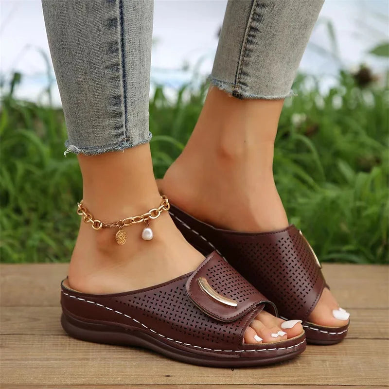 Women Hollow Out Wedge Slippers Women 2023 Summer Comfy Breathable Platform Sandals Woman Non Slip Flip Flops Plus Size 41 Mujer