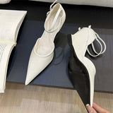 Eilyken Fashion Pointed Toe Wedges Heels Women Pumps Fashion Double Buckle Strap Sandals Wedding Party Mule Shoes