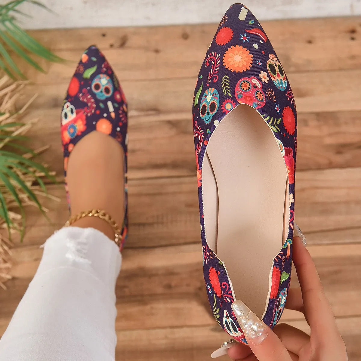 Women Pointed Toe Flat Shoes Solid Color Knitted Slip on Shoes Women Casual Breathable Ballet Flats Woman Loafers Mary Jane Shoe