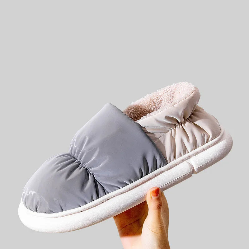 Evshine Winter Toast Women Slippers Warm Plush Cotton Slippers Indoor Home Non-Slip Thick Sole Furry Shoes For Couples New 2022