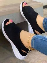Summer Women Shoes Mesh Fish Platform Shoes Women's Closed Toe Wedge Sandals Ladies Light Casual Sandals Zapatillas Muje