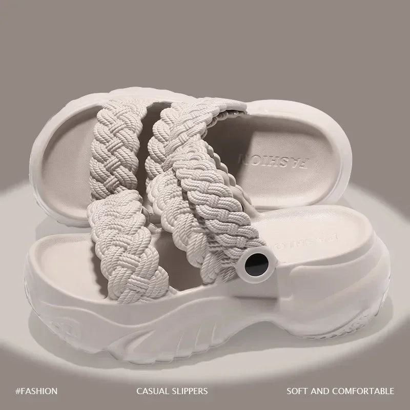 Summer Women's Slippers Indoor Thick Bottom Casual Sandals Outdoor Solid Color Fashion High Quality Ladies Slides Shoes