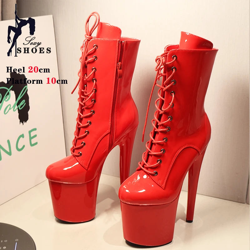 Fast Shipping NEW Black 8 Inch High Platform Stripper Heels Pole Dancing Ankle Boots Sexy Knight Female High Heels Ladies Shoes