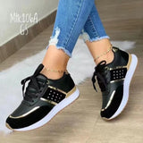 Women Sneakers Casual Shoes Comfortable Mesh Lace-Up Ladies Sport Shoes Wedges Chunky Women's Vulcanized Shoes Females Sneakers