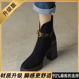Womens Heeled Ankle Boots Platform Zipper Punk Motorcycle Booties Chunky Block High Heel Round Toe Fashion Combat Boots