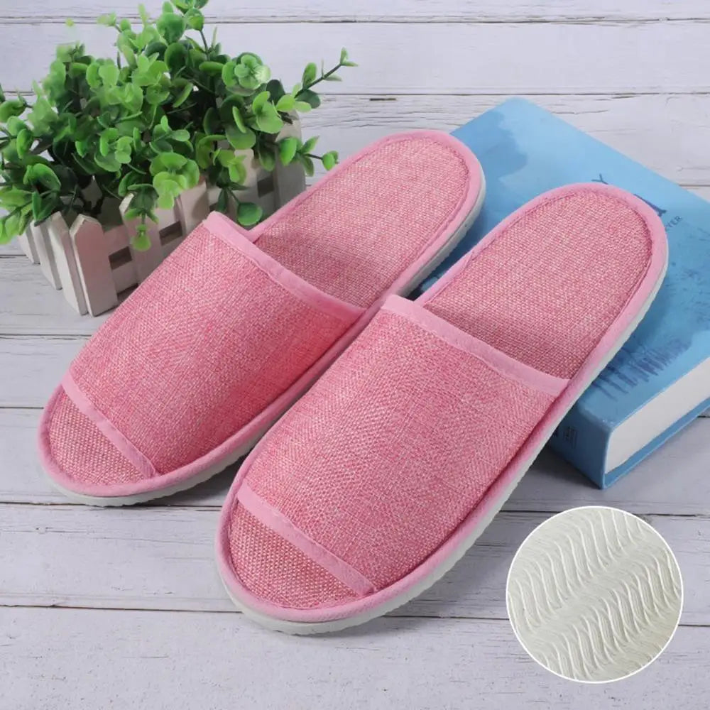 1Pair Travel Spa Hotel Non-slip Slippers Men Women Cotton Linen Flip Flop Shoes Slippers Full/Half Inclusive Guest Slippers Shoe