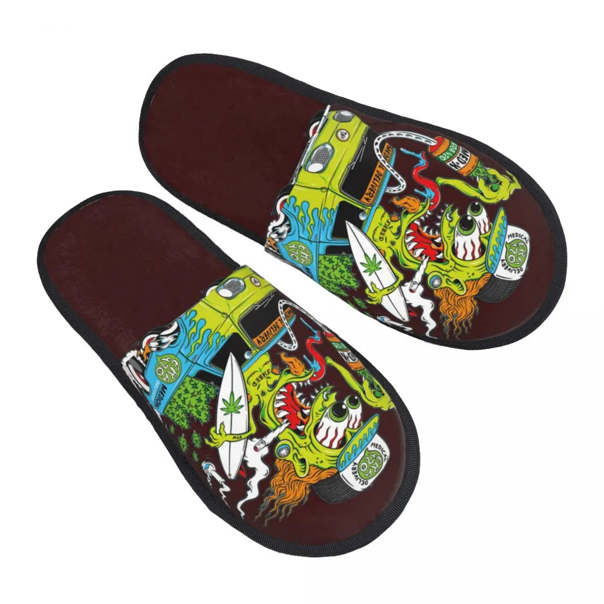 Chaussons Animés Rat Fink Personnalisés Anime Dessin Animé pour Femmes, Chaussons d'Hôtel Confortables en Mousse à Mémoire, À Enfiler