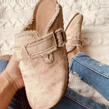 2024 Summer Women's Canvas Slippers Closed Toe Fashion Casual Women's Shoes Fashion Print Comfort Sandals Large Women's sandals