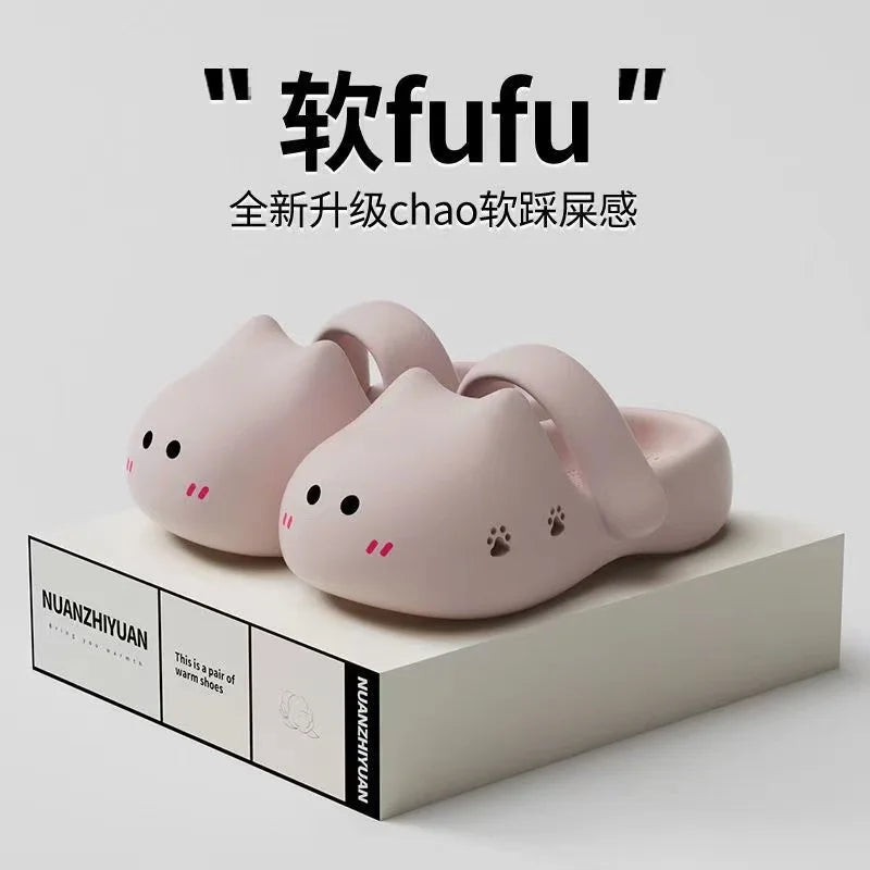 Cartoon Catie Slippers for Women Summer New Version  Clogs Thick-Soled Stepping On Cloud Feeling Beach Sandals