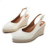 BEYARNE Princess Kate's Same Leather Wedge Single Shoes Women's Shallow Mouth Espadrilles Spring and Autumn New Sandals HighHeel
