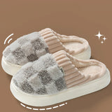 Comwarm Warm Plush House Slippers For Women Indoor Non-slip Couple Cozy Soft Sole Fluffy Slides Winter Fuzzy Lined Cotton Shoes