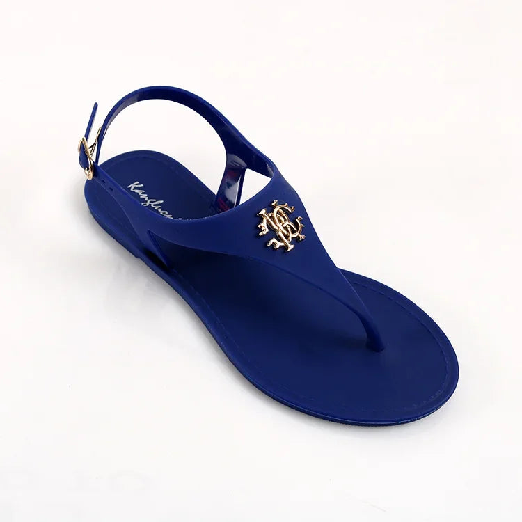 2023 New Summer Women's 、 Fashion Sandals Open Toe Jelly Flip Flops Non-slip Buckle Flat Sandals All-match Women's Sandals