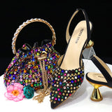 Fashion Summer 2023 Beads Decorated Muffin Bottom Sandals Wear Comfortable And Versatile Elegant Ladies Shoes And Bag Set