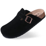 KIDMI New Suede Women Clogs Slippers Fashion Cork Footbed Beach Slippers Soft Cork Nonslip Men Clogs Slippers With Arch Support
