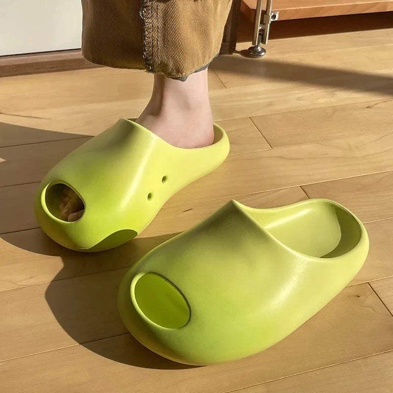 Cute Cartoon Cow Indoor Platform Slippers Women Summer Shoes Thick Sole Anti-slip Home Bathroom Shower Slides For Female