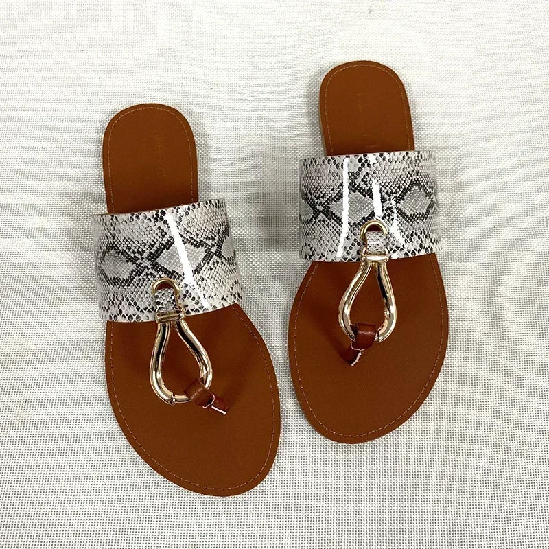 Women Leather Summer Sandals Shoes Retro design Thin Straps Open Toe Beach Slides Flat with Plus Size 41 Female Footwear
