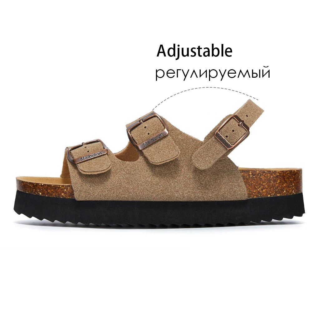 Slippers Woman Double Buckle Casual 4cm Thick Bottom Classic Brand Women Slippers