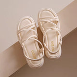 Fashion Platform Sandals Women Summer Wedge Heeled Sandals Woman Ankle Straps Thick Bottom Female Elastic Band Gladiator Sandals