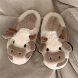 Cute Cartoon Cat Slippers Fluffy Home Thick Platform Slippers Women Men Winter Warm Plush Slides Indoor Lovely Cotton Shoes