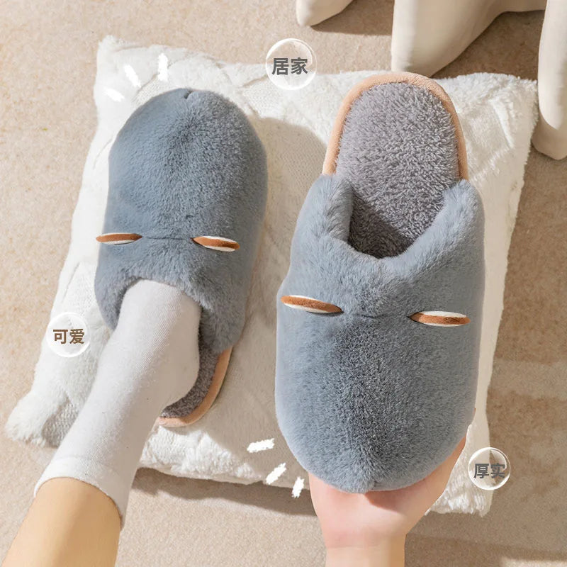 2024 new cotton slippers with wrapped heels female corgi dog home slippers domestic thick soled warm plush shoes male