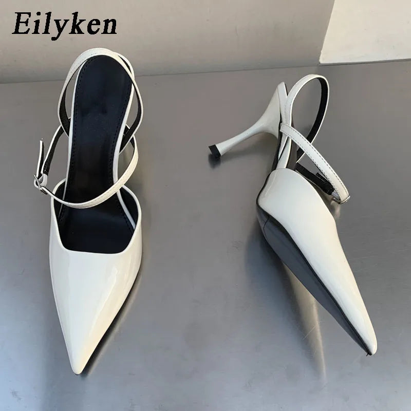 Eilyken 2025 Spring Women Slingback Shoes Fashion Shallow Buckle Strap Elegant Snadal Low Thin Heels Dress Pumps Zapatos