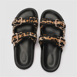 Summer Women Slippers Leopard Print Sandals Thick Sole Platform Shoes Woman 2025 Trend Buckles Ladies Beach Slides Big Size 43
