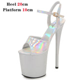 Women Sexy Show Sandals 15 17 20CM High Heels Sexy Platform Laser Color Sandals Girls Shoe for Party Club Striptease Shoes