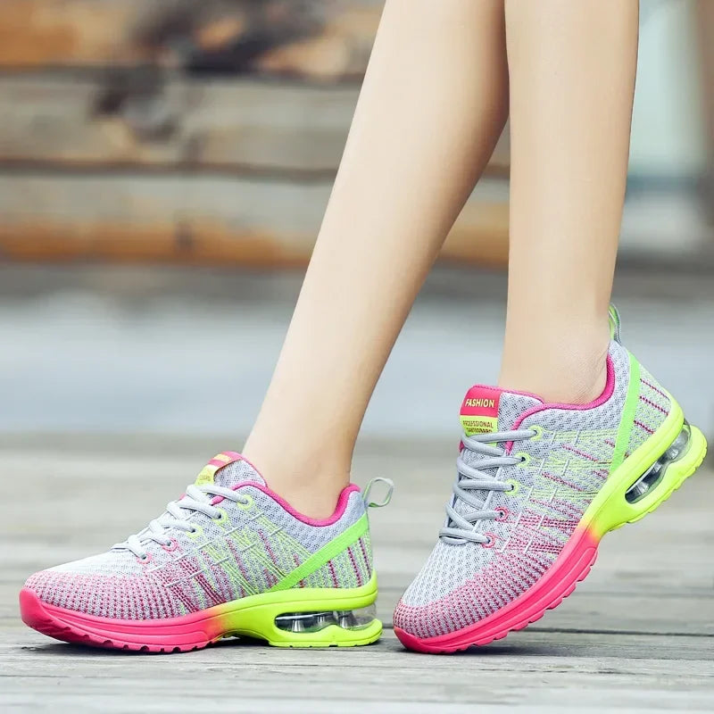 2025 New Casual Sneakers Women Mesh Breathable Tennis Shoes Comfort Air Cushion Running Shoe Ladies Outdoor Women Sport Footwear