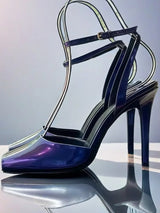 2025 Women's High-heeled Fish Mouth Buckle Sandals with European and American Sexy Fashion Stage Walking Shoes Banquet Shoes