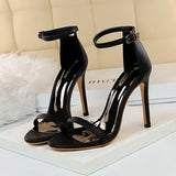 Summer Women 10cm High Heels Fetish Sandals Lady Gladiator Strap Leather Silver Sandles Fashion Platform Nightclub Party Shoes