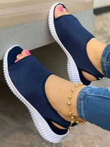 Summer Women Shoes Mesh Fish Platform Shoes Women's Closed Toe Wedge Sandals Ladies Light Casual Sandals Zapatillas Muje