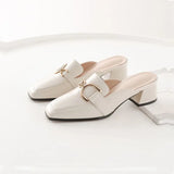 New Women Baotou Half Slippers Ladies Square Toe Thick Heel Muller Sandals For Outer Wear Zapatos Mujer