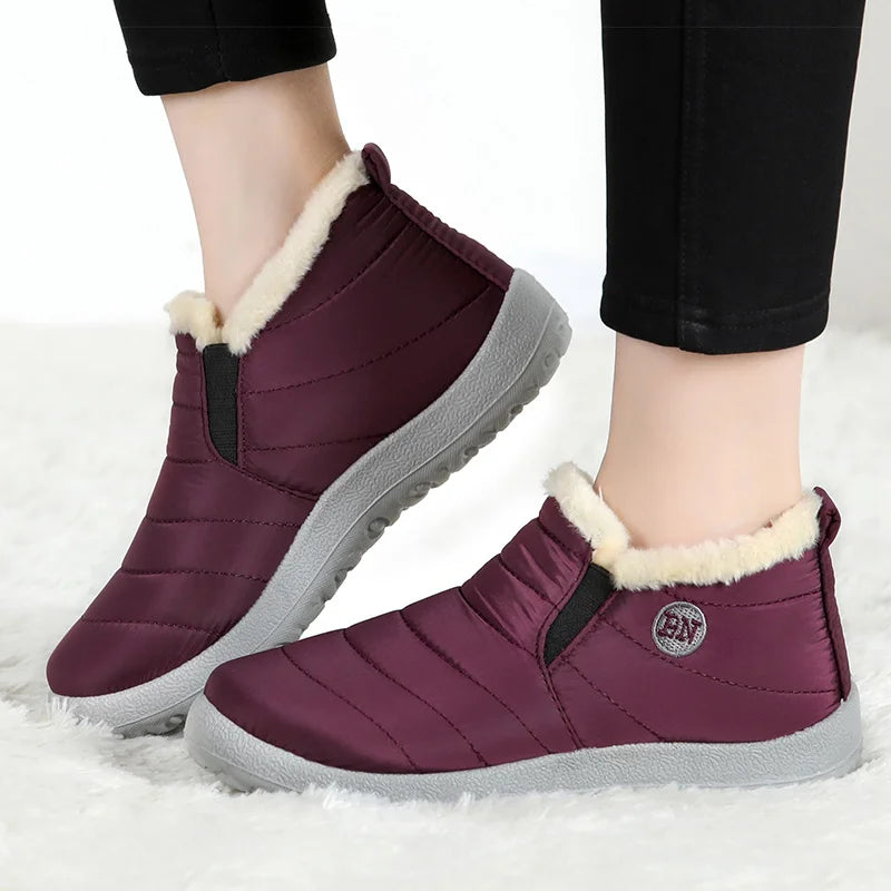 Women Boots Women's Winter Boots For Snow Botas Mujer Slip On Ankle Boots With Fur Winter Shoes Women Keep Warm Short Boot Black