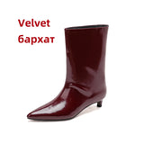 FEDONAS Pointed Toe Stiletto Geuine Leather Boots for Women Mid-calf Tube Shoes Fashion Autumn Winter Knight Boots Party Shoes