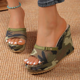 Brand Design Wedges Slippers Women 2024 Summer Chunky Platform Mules Sandals Woman Plus Size 42 High Heels Beach Shoes Slides