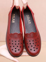 Sandals Summer Comfort  Baotou  Soft Sole Mom's Shoes Flat Sole Women's Shoes Hole Leather Shoes Middle and Old Age Shoes