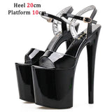Naked Sandals Waterproof Platform Women Fish Toe Black Sexy Super High Heels Sandals Model T Station 20CM Stage Catwalk Sandals