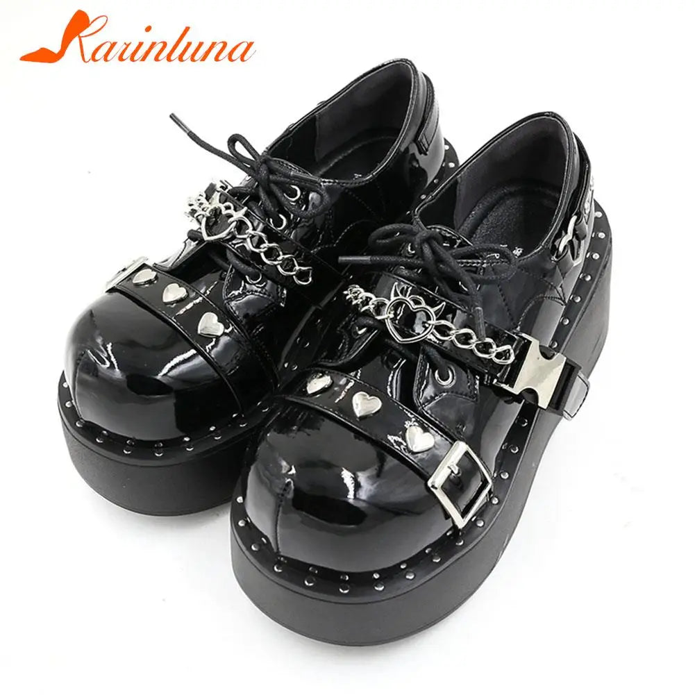 Wedge High Heels Y2k Shoes 2023 Summer Hot Star Graffiti Women Shoes On Platform Punk Gothic Lolita Mary Jean Platform Shoes