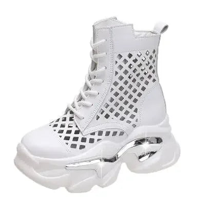 Women's Thick-soled Boots Wedge Heel Lace-up Decorative Women's Shoes Fashion Winter Women's Boots Vulcanized shoes Modern Boots