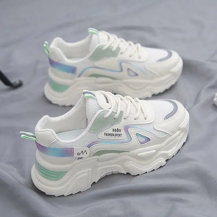 Sneakers Women Platform Hollow-out Breathable Flat Shoes Woman Shoes Green Casual Trainers Ladies Chunky Sneakers Women Shoes