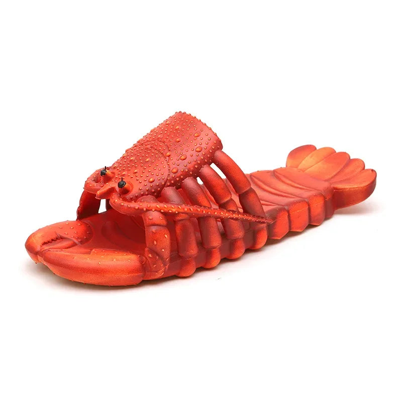 Summer Lobster Slippers Men Funny Animal Flip Flops Cute Beach Shower Casual Shoes Women Unisex Big Size Soft Home Slippers 2024