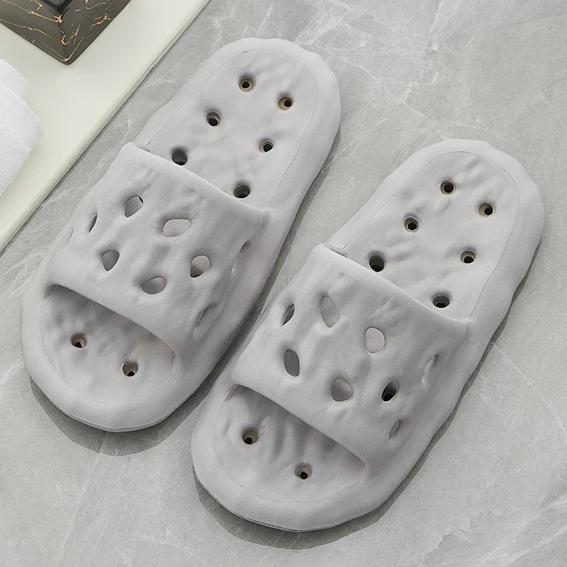 Hollow Out Bathroom Slippers Women Hole Quick Drying Anti Slip Shower Slides Woman Summer Super Light Soft EVA Home Slippers