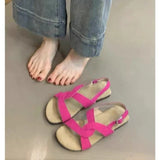 Women's fashion solid color features trend anti-slip wear-resistant soft soled flat sandals