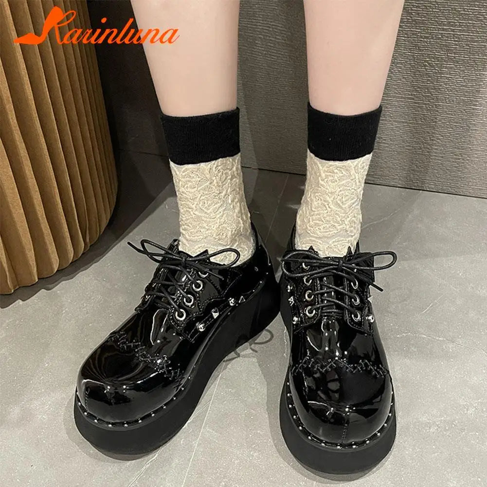Wedge High Heels Y2k Shoes 2023 Summer Hot Star Graffiti Women Shoes On Platform Punk Gothic Lolita Mary Jean Platform Shoes