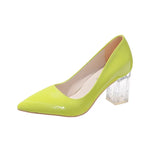 High Heels Women Lady Orange Leather Pumps Female Wedding Green Transparent Shoes women shoes